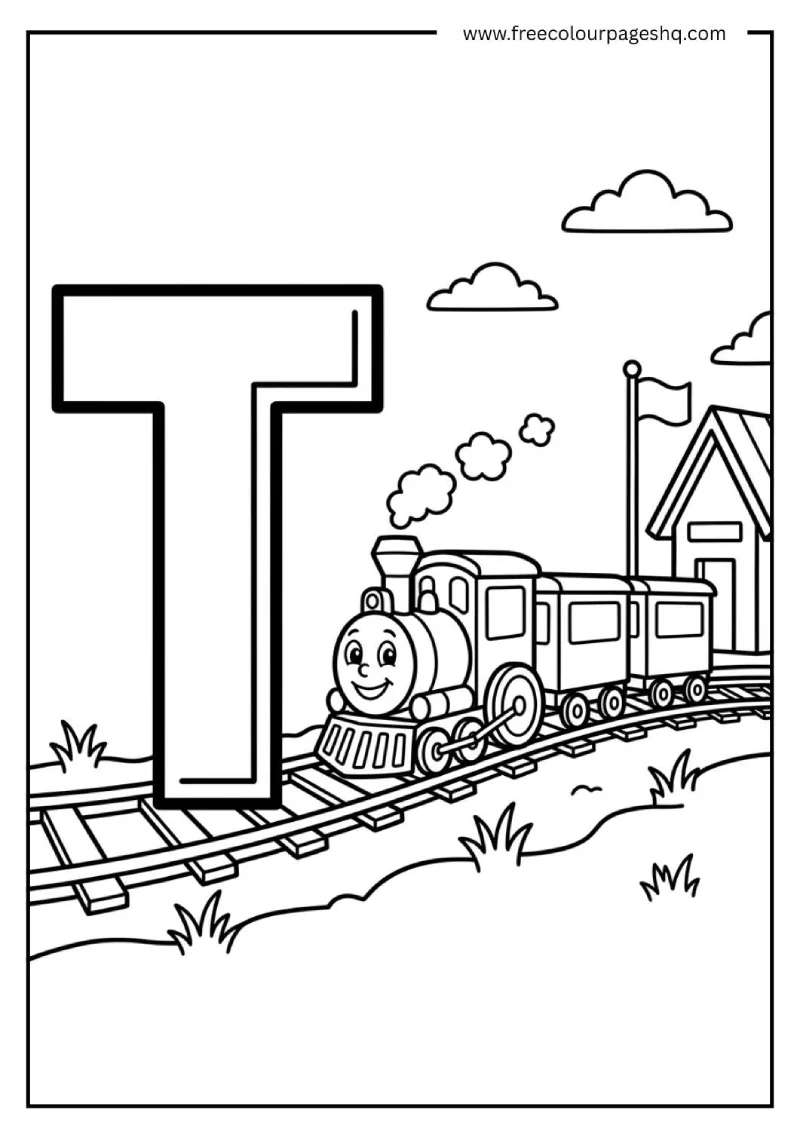 T train coloring page for preschool T train coloring page for preschool