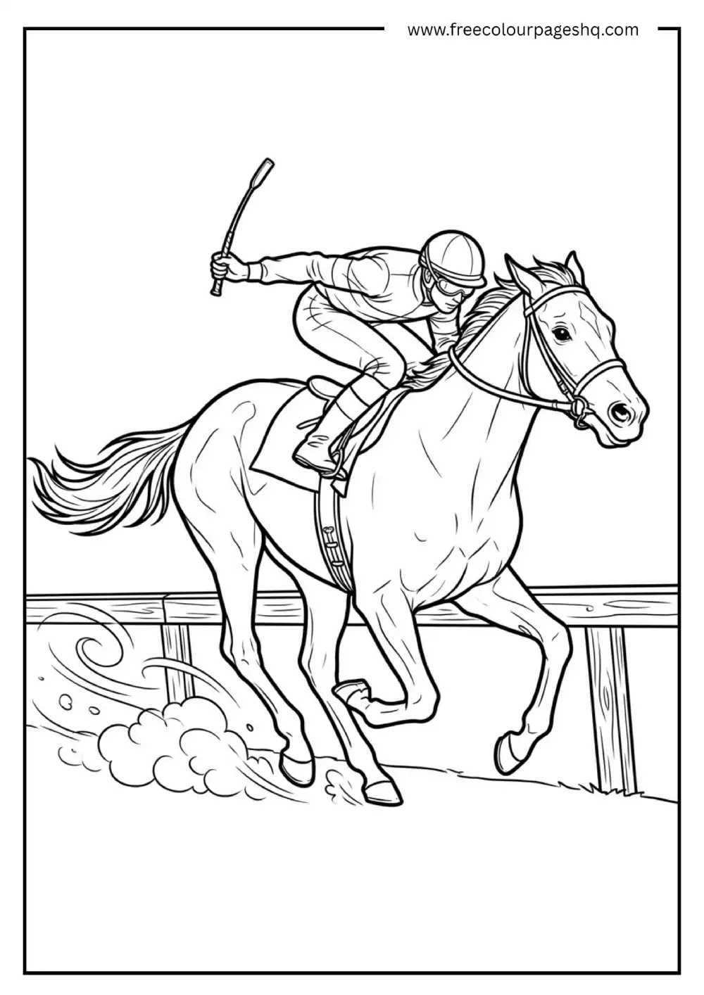 Thoroughbred Racing Horse at Full Gallop Coloring Page