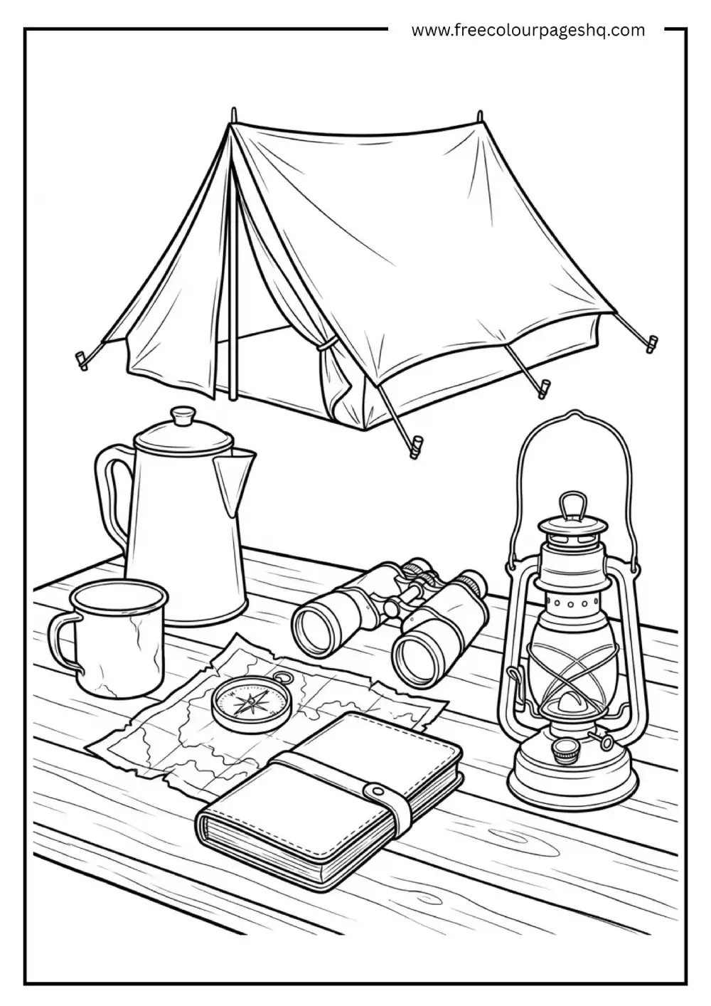 Vintage Camping Gear Collection Coloring Page Vintage Camping Gear Collection Coloring Page