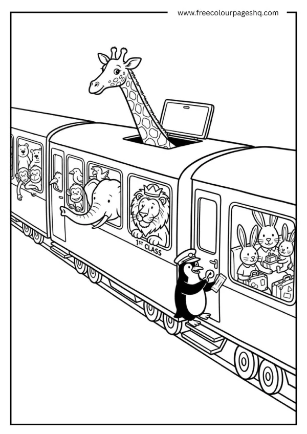 animals train ride coloring page animals train ride coloring page
