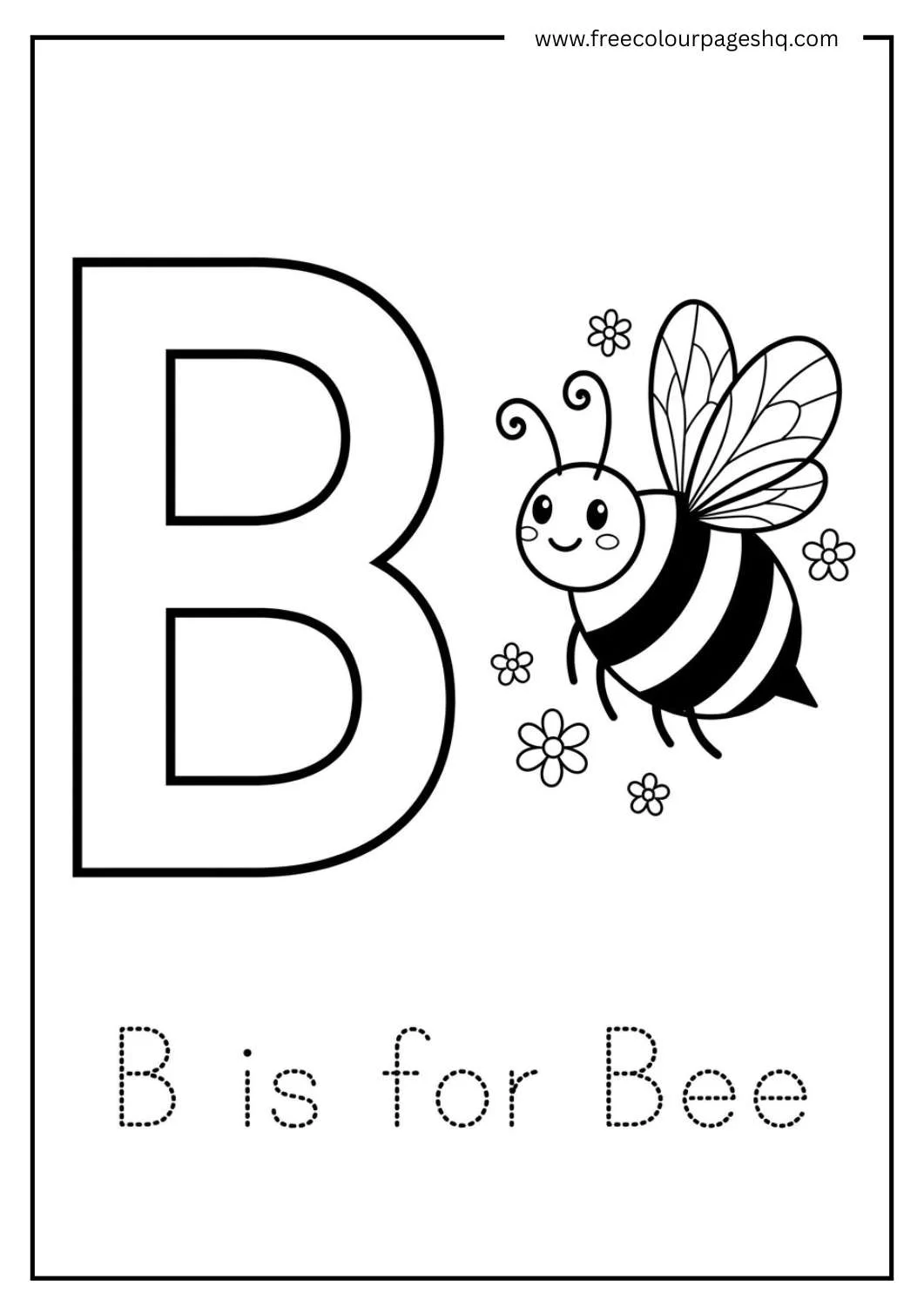 b is for bee coloring page