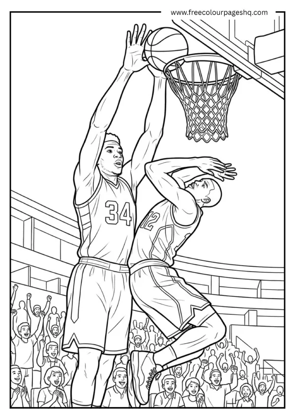 basketball player blocking shot coloring page
