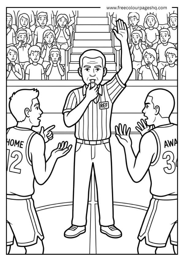 basketball referee coloring page