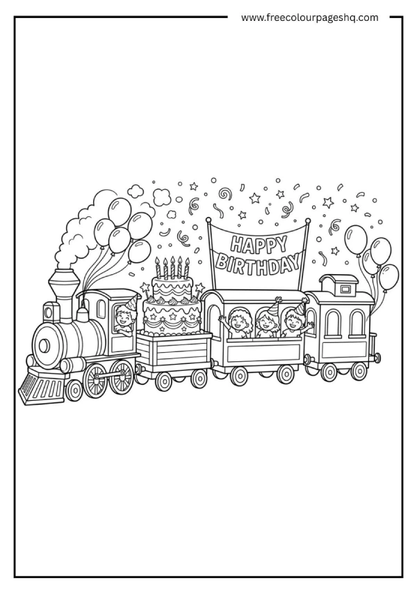 birthday train coloring page birthday train coloring page