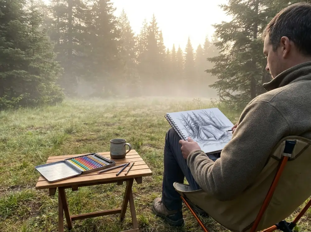 camping crafts adults plein-air sketching campsite