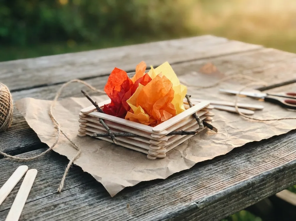 camping crafts for kids popsicle stick campfire