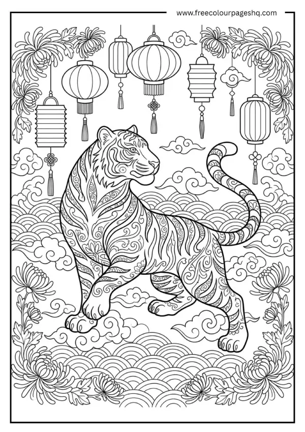 chinese new year tiger coloring page