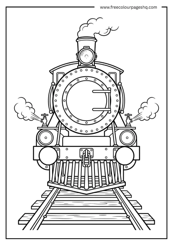 classic steam locomotive front view coloring page classic steam locomotive front view coloring page