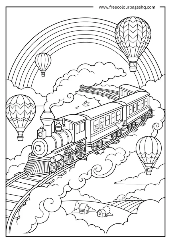 cloud train fantasy coloring page cloud train fantasy coloring page