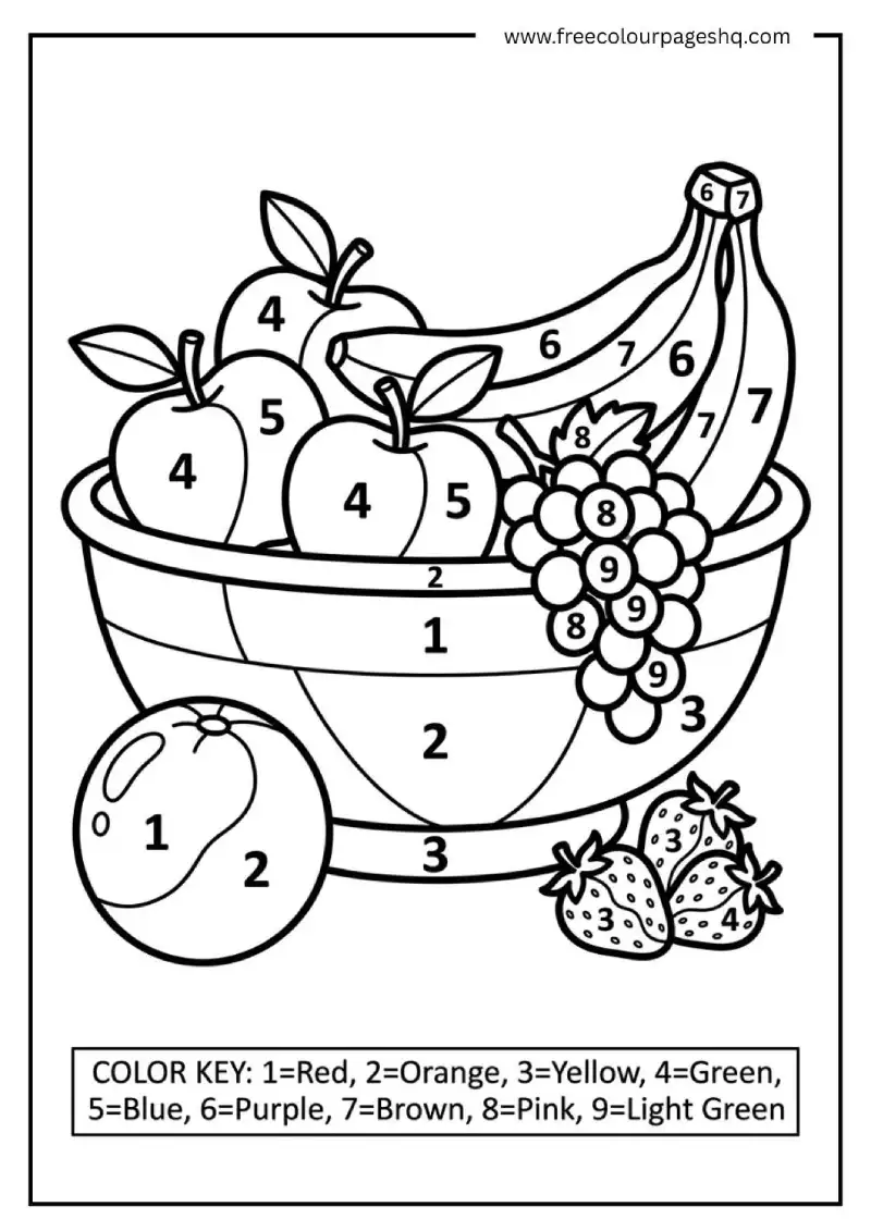 color by number food fruit color by number food fruit