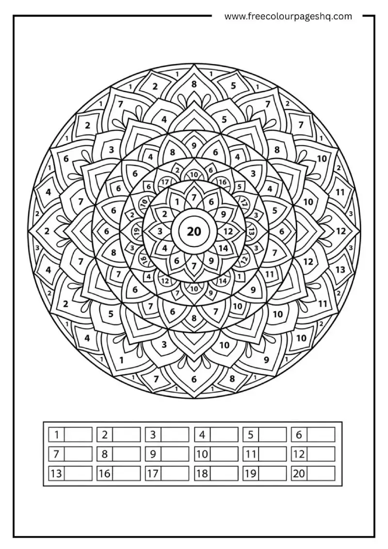 color by number for adults printable mandala color by number for adults printable mandala