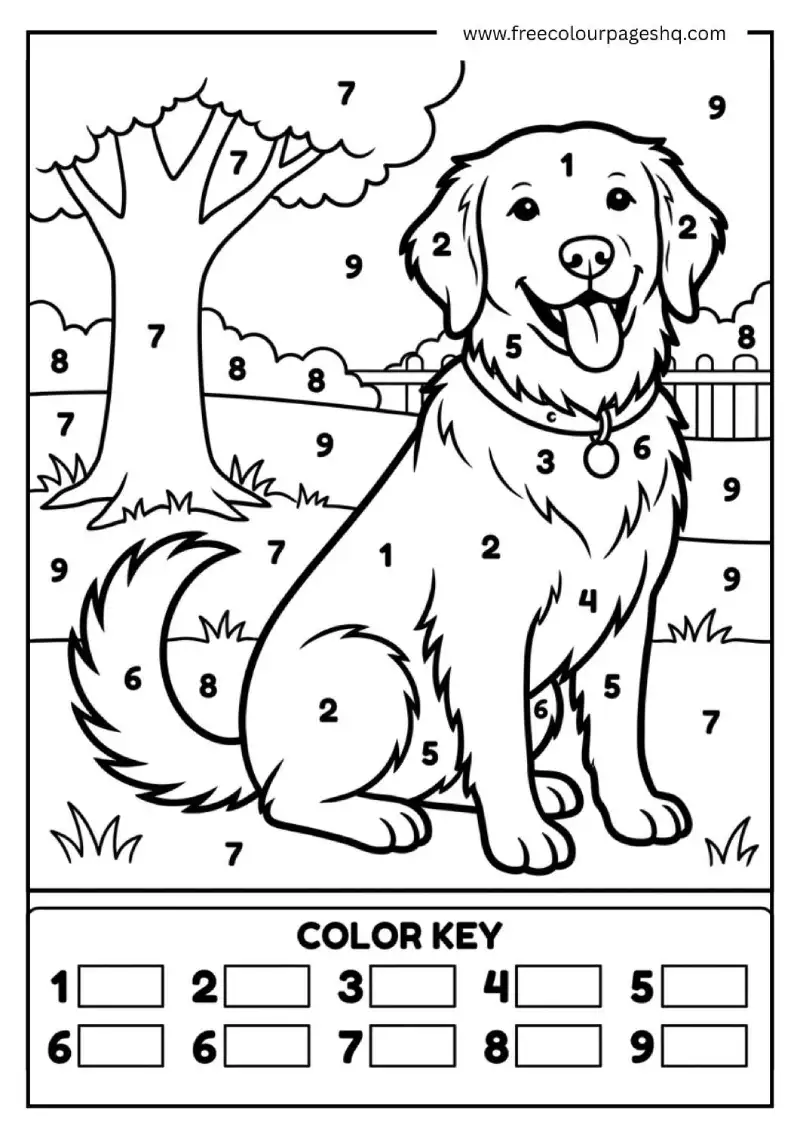 color by number for kids dog color by number for kids dog