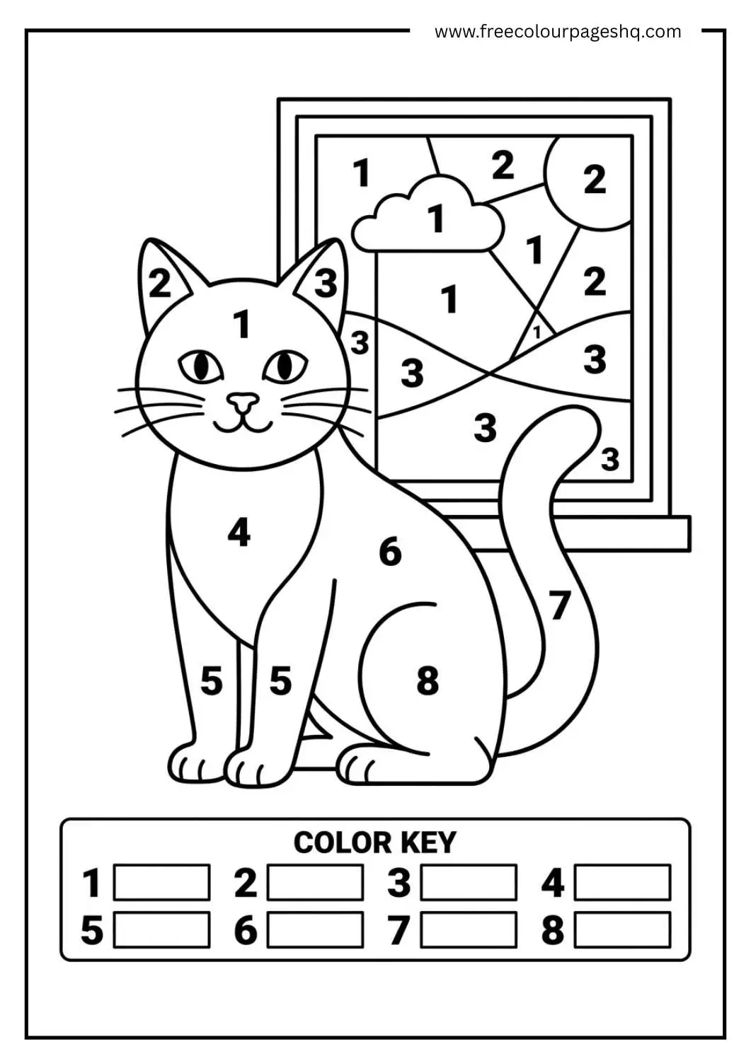 color by number printable animals cat color by number printable animals cat