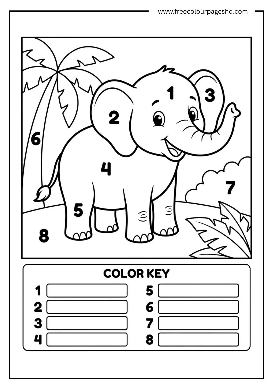 color by number printable for kids elephant color by number printable for kids elephant