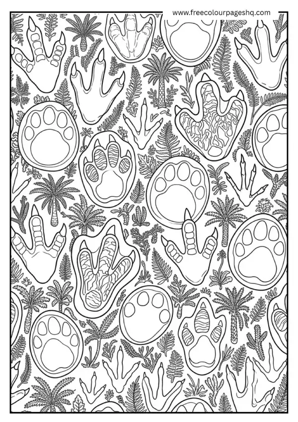 dinosaur footprint pattern coloring page adults