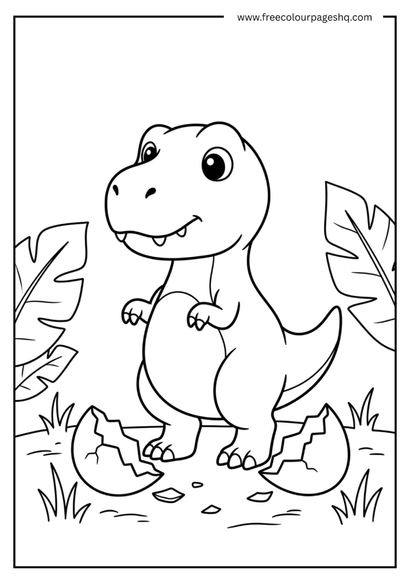 easy baby t rex coloring page for toddlers
