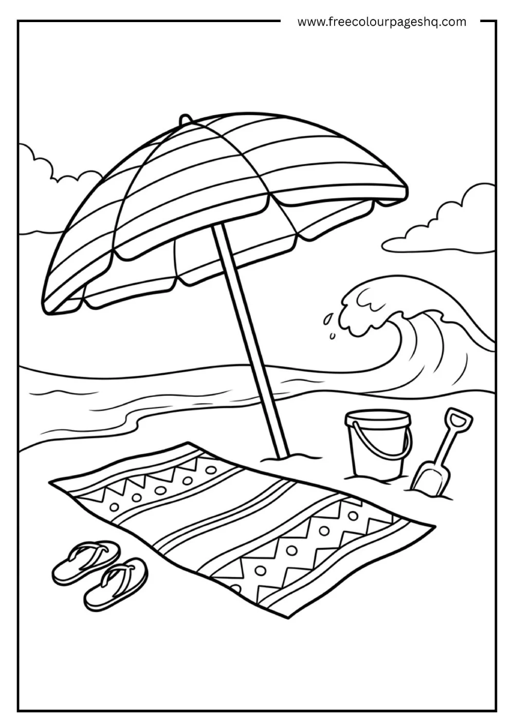 easy beach umbrella coloring page for kids