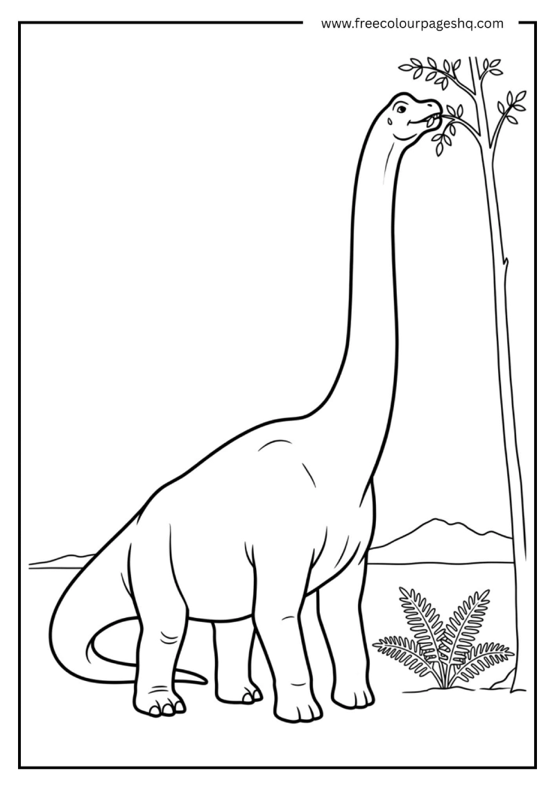easy brachiosaurus tall neck coloring page kids