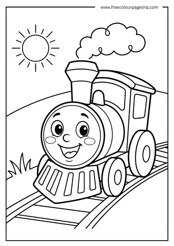 easy cartoon face train coloring page for preschool easy cartoon face train coloring page for preschool