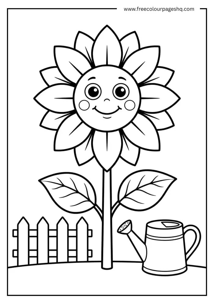 easy sunflower face coloring page for preschool