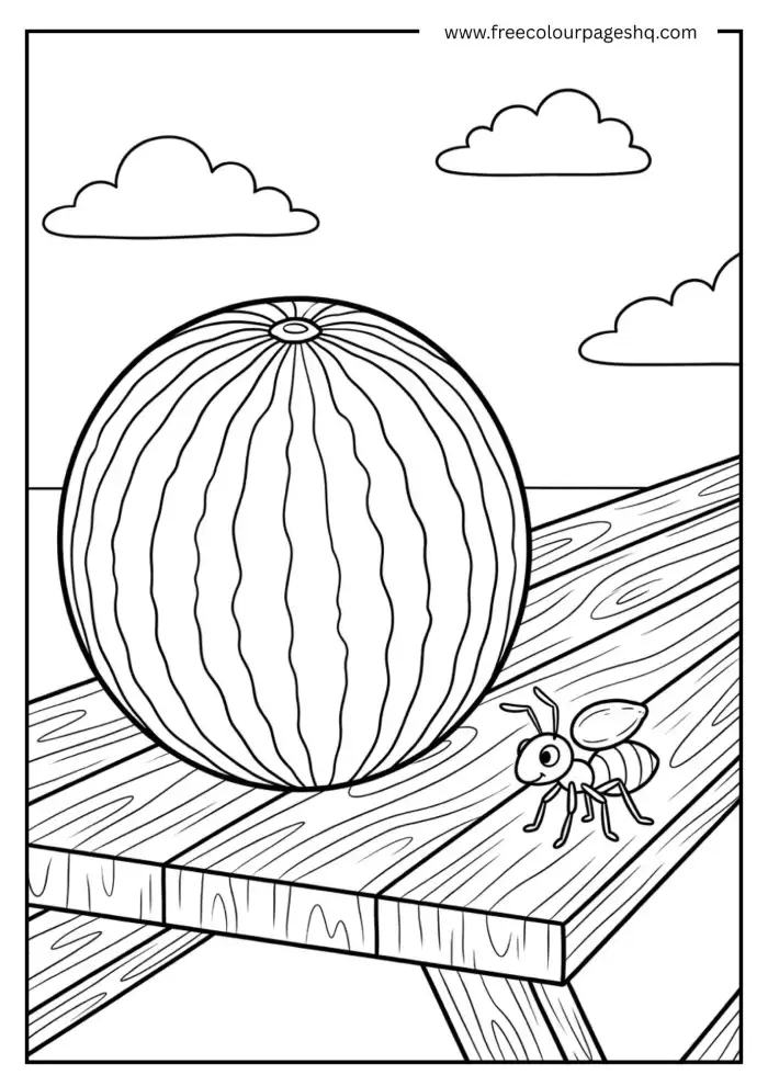 easy watermelon round coloring page for kids easy watermelon round coloring page for kids