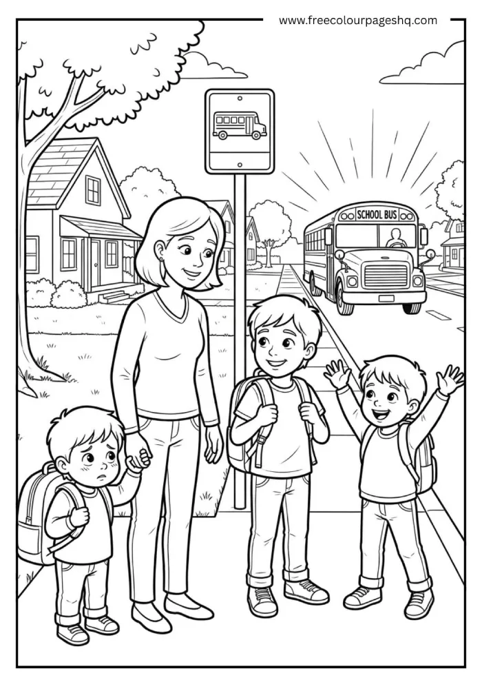first day school bus stop coloring page first day school bus stop coloring page