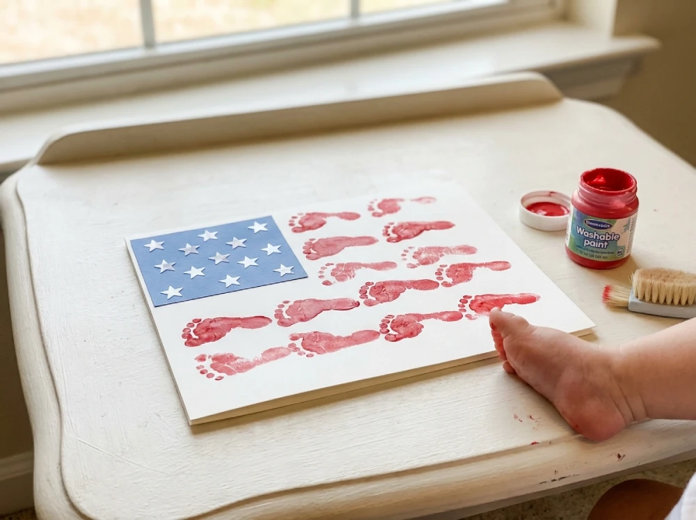 fourth of july baby footprint craft american flag