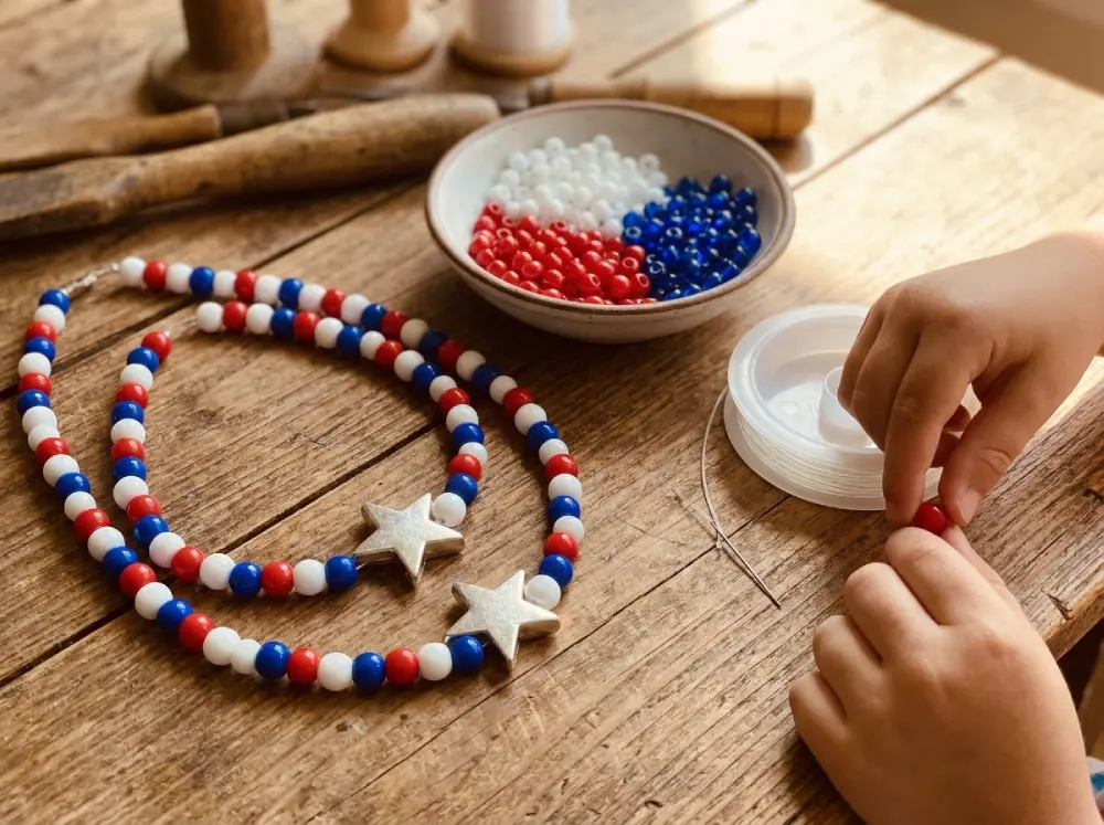 fourth of july bead craft necklace for kids