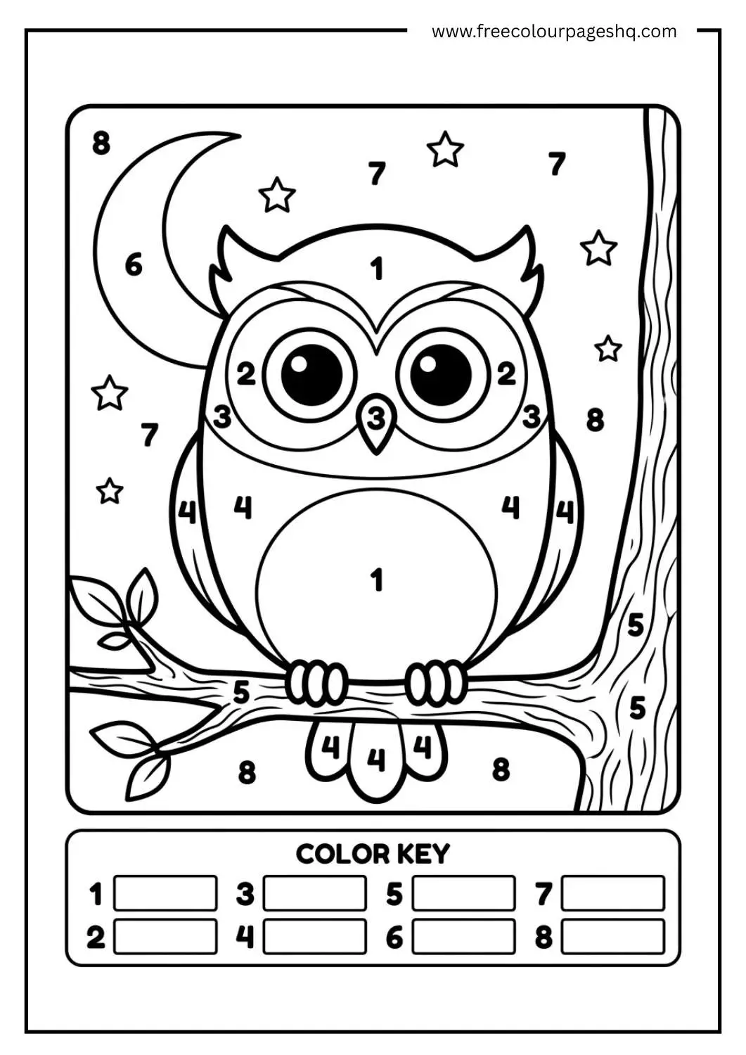 free color by number printable owl free color by number printable owl