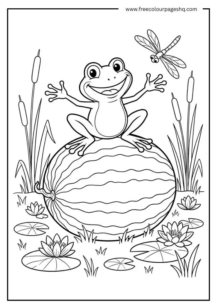 frog sitting on watermelon coloring page frog sitting on watermelon coloring page