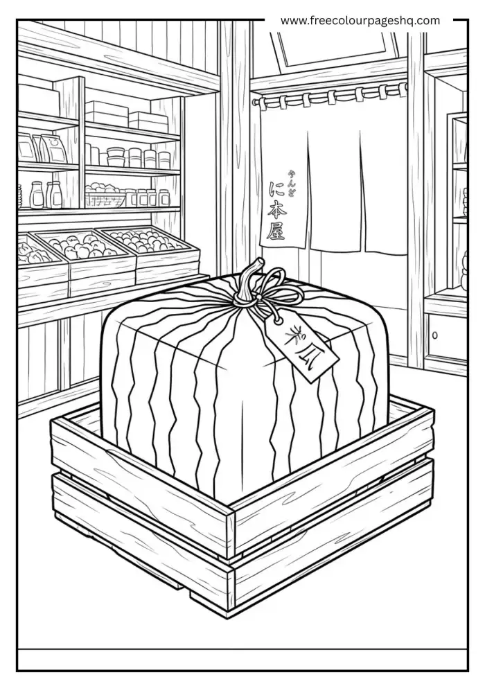 japanese square watermelon coloring page japanese square watermelon coloring page