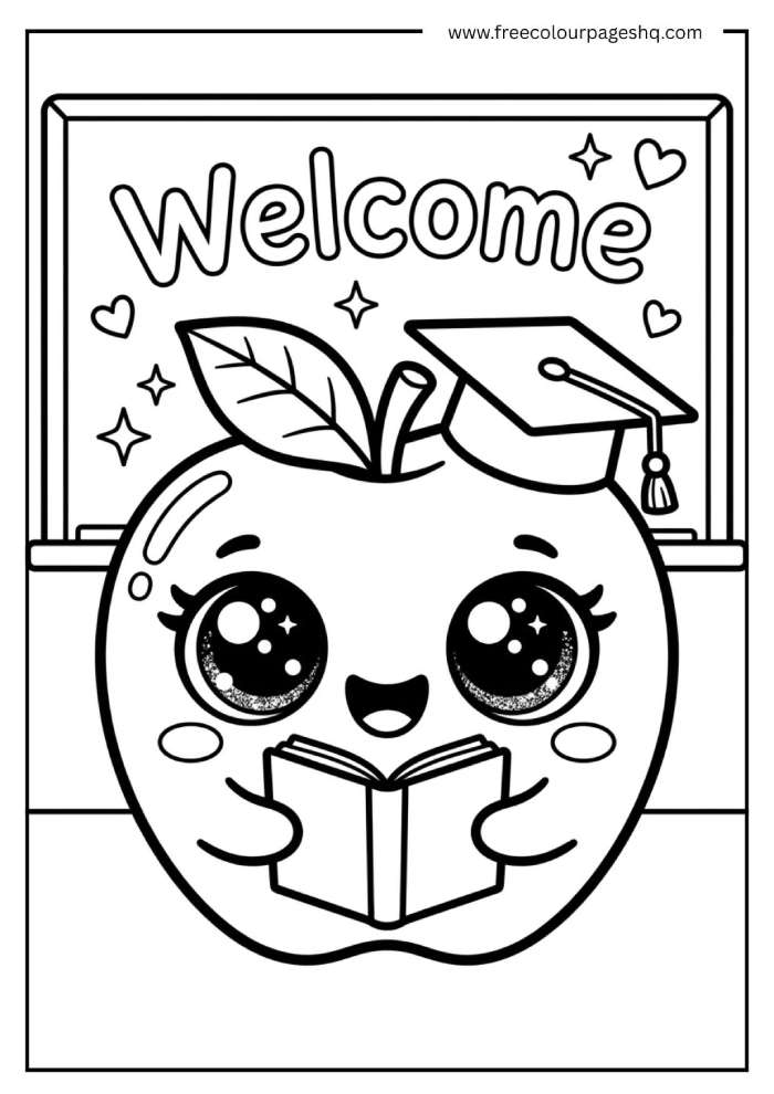 kawaii apple for teacher coloring page kawaii apple for teacher coloring page