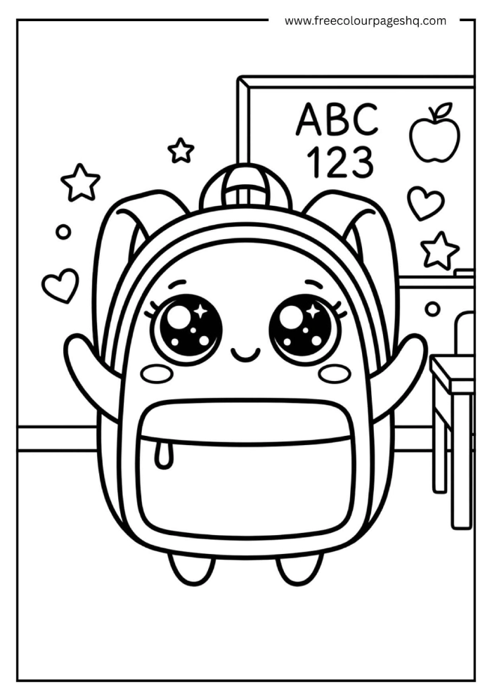kawaii backpack coloring page kawaii backpack coloring page