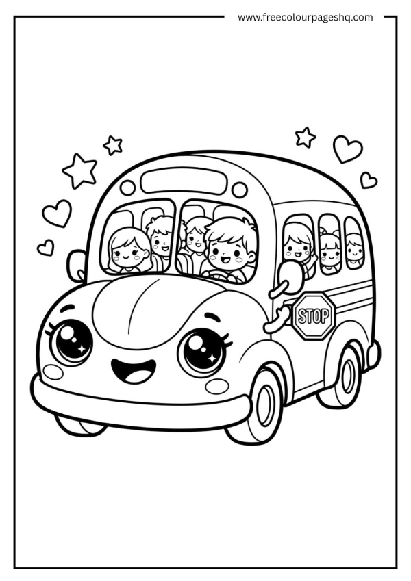 kawaii school bus coloring page kawaii school bus coloring page