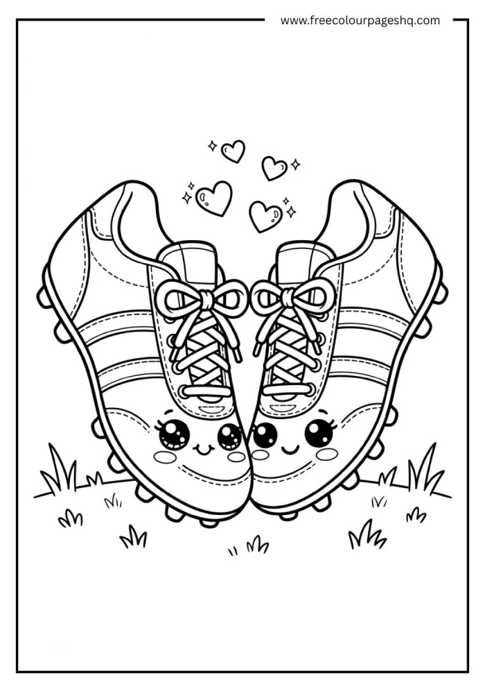 kawaii soccer boots coloring page