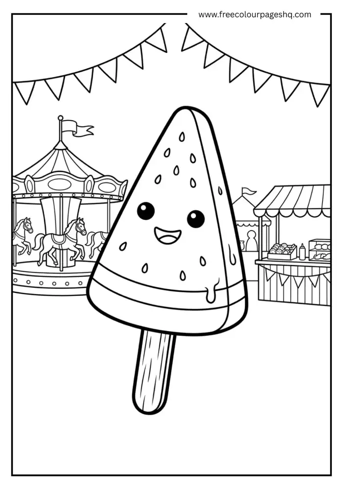 kawaii watermelon popsicle coloring page kawaii watermelon popsicle coloring page