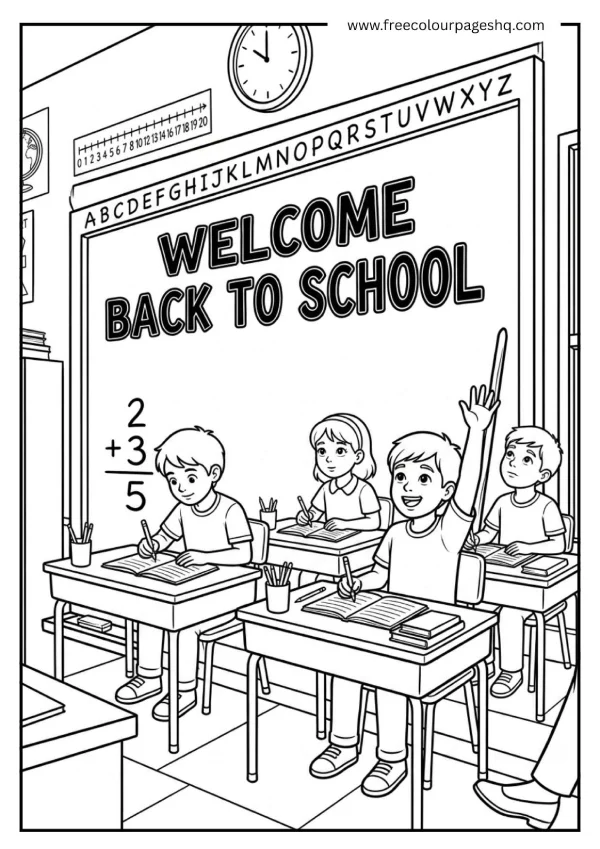 kids at school desks coloring page kids at school desks coloring page