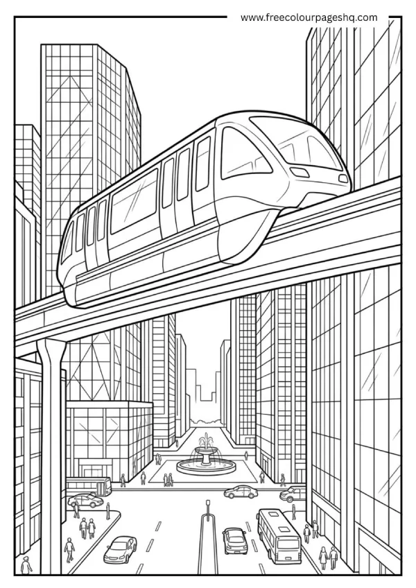 monorail city train coloring page monorail city train coloring page