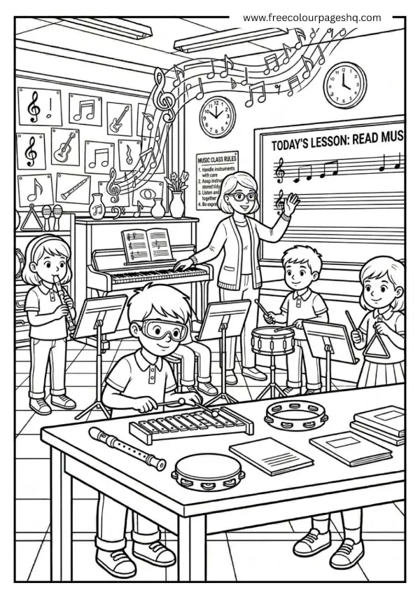 music class coloring page back to school music class coloring page back to school