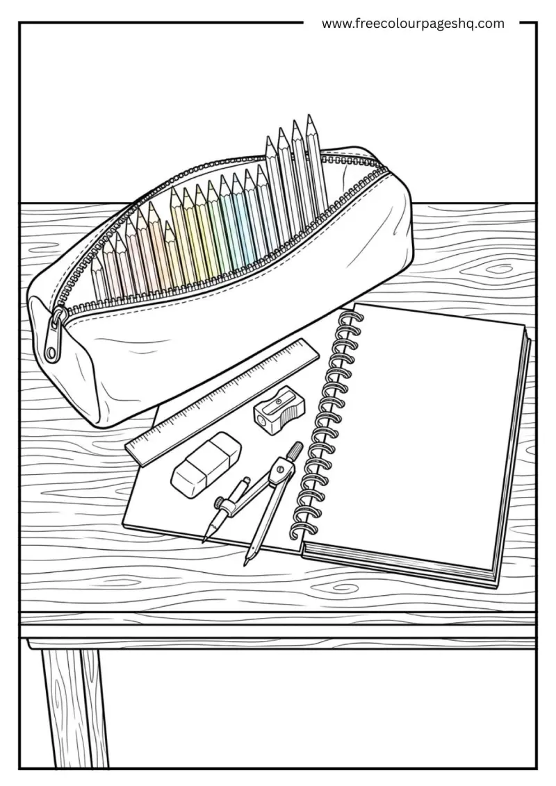 open pencil case back to school coloring page open pencil case back to school coloring page