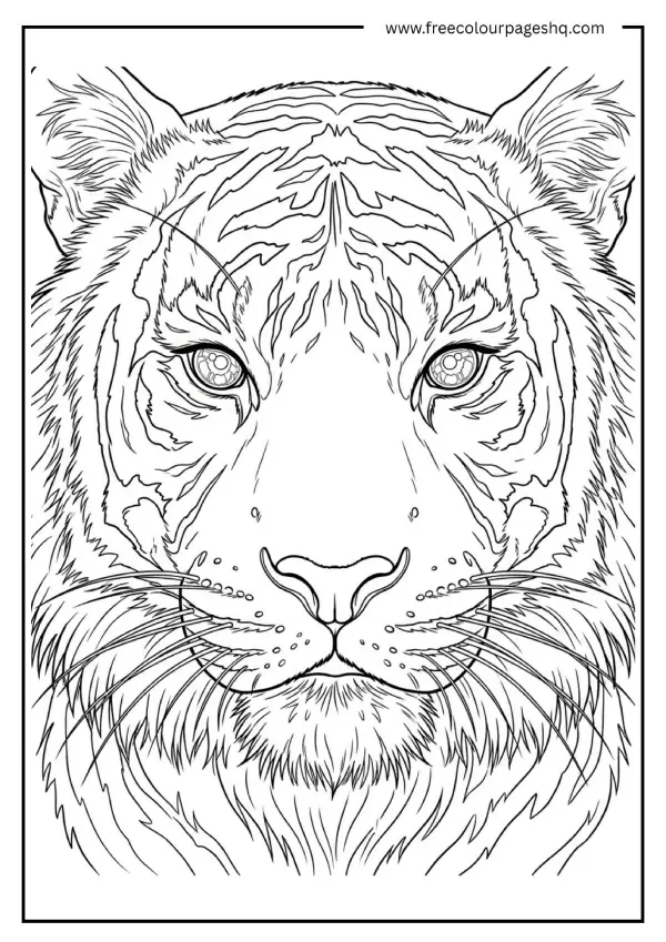 realistic bengal tiger portrait coloring page