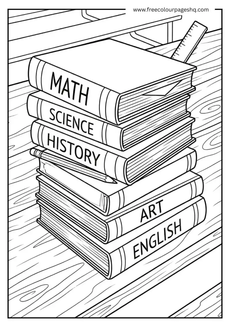 school book stack coloring page school book stack coloring page
