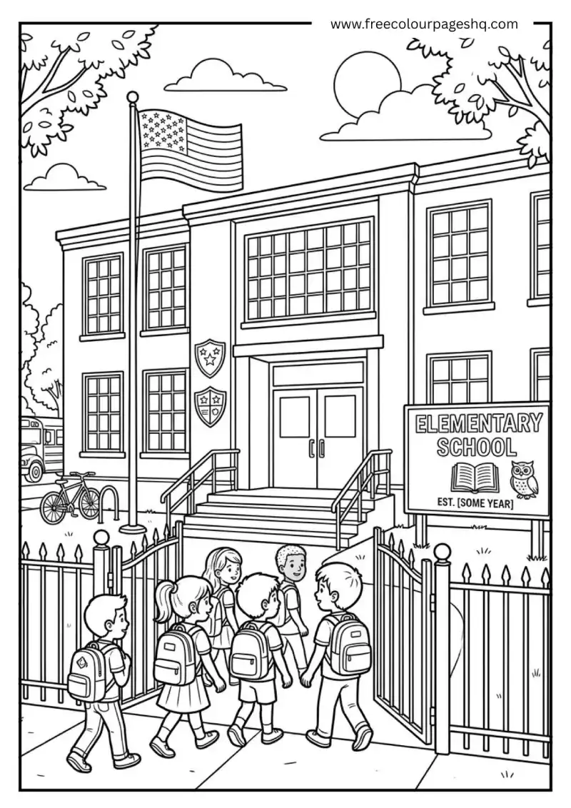 school building front view coloring page school building front view coloring page