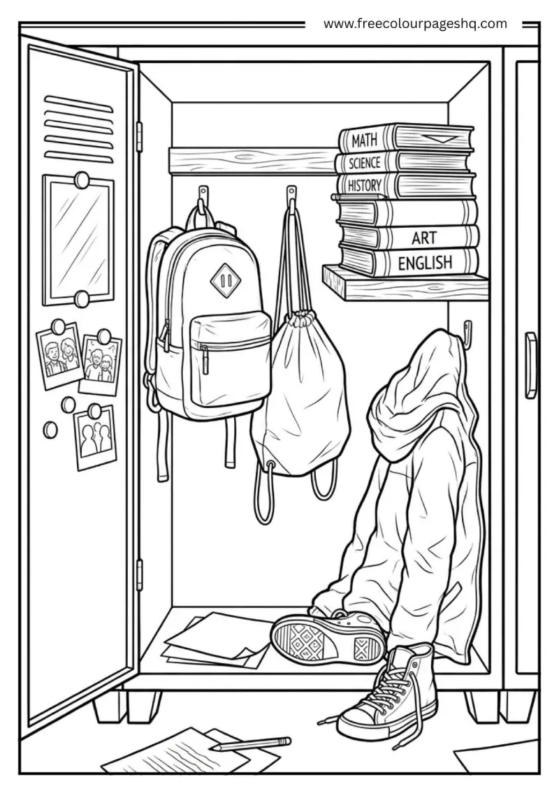 school locker open coloring page school locker open coloring page