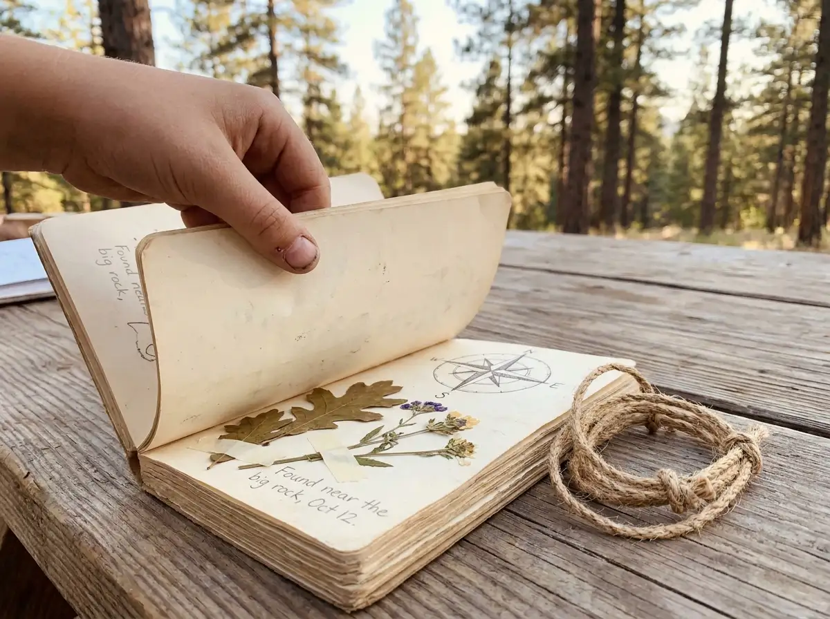 scout camping crafts-kids nature journal compass