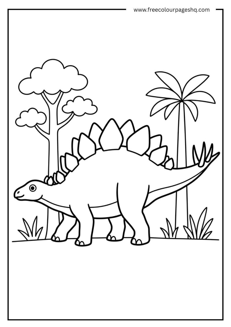 simple stegosaurus coloring page for preschool