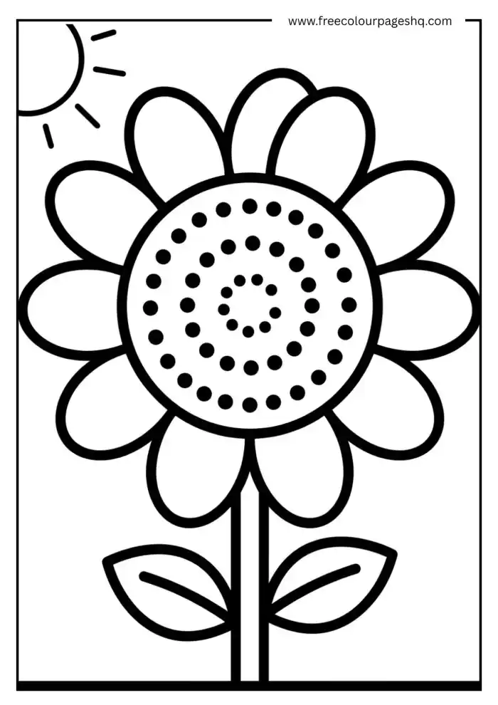 simple sunflower coloring page for toddlers