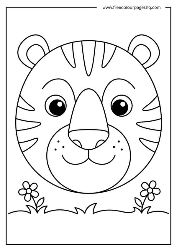 simple tiger face coloring page for toddlers