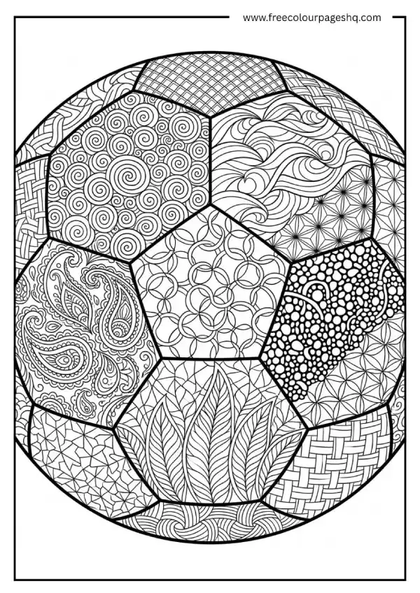 soccer ball zentangle coloring page for adults