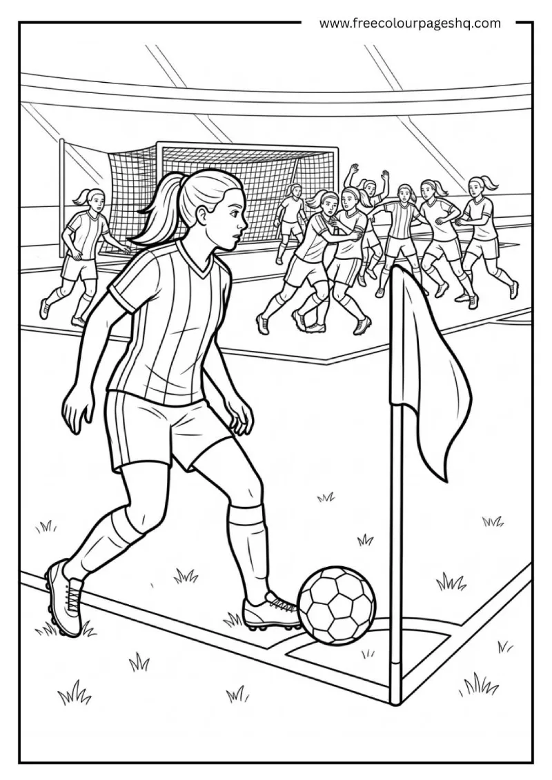soccer corner kick coloring page